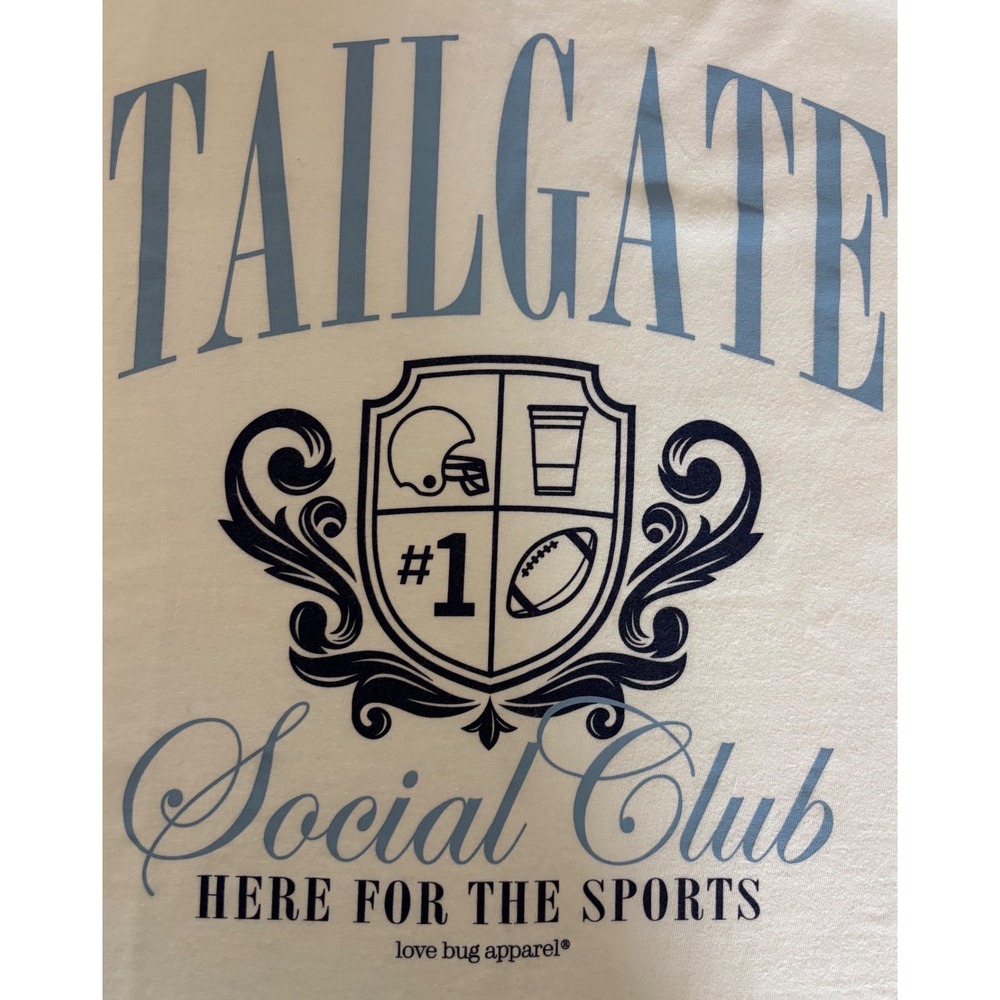 Comfort Colors Graphic T-Shirt‎ Women Lg White Tailgate Social Club NWOT Cotton!